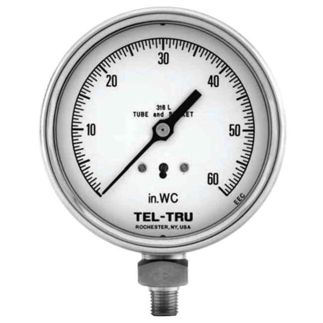 Tel-Tru 1.5% Low Pressure Gauge, Model 37